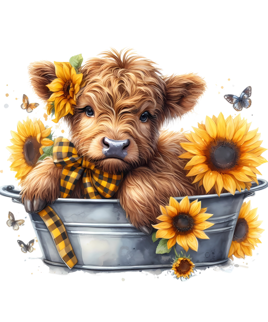 Cow & Sunflowers