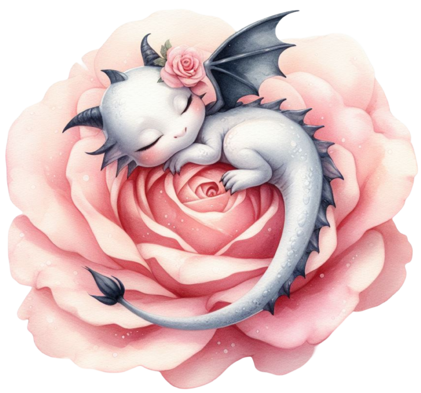 Dragon sleeping on rose 13