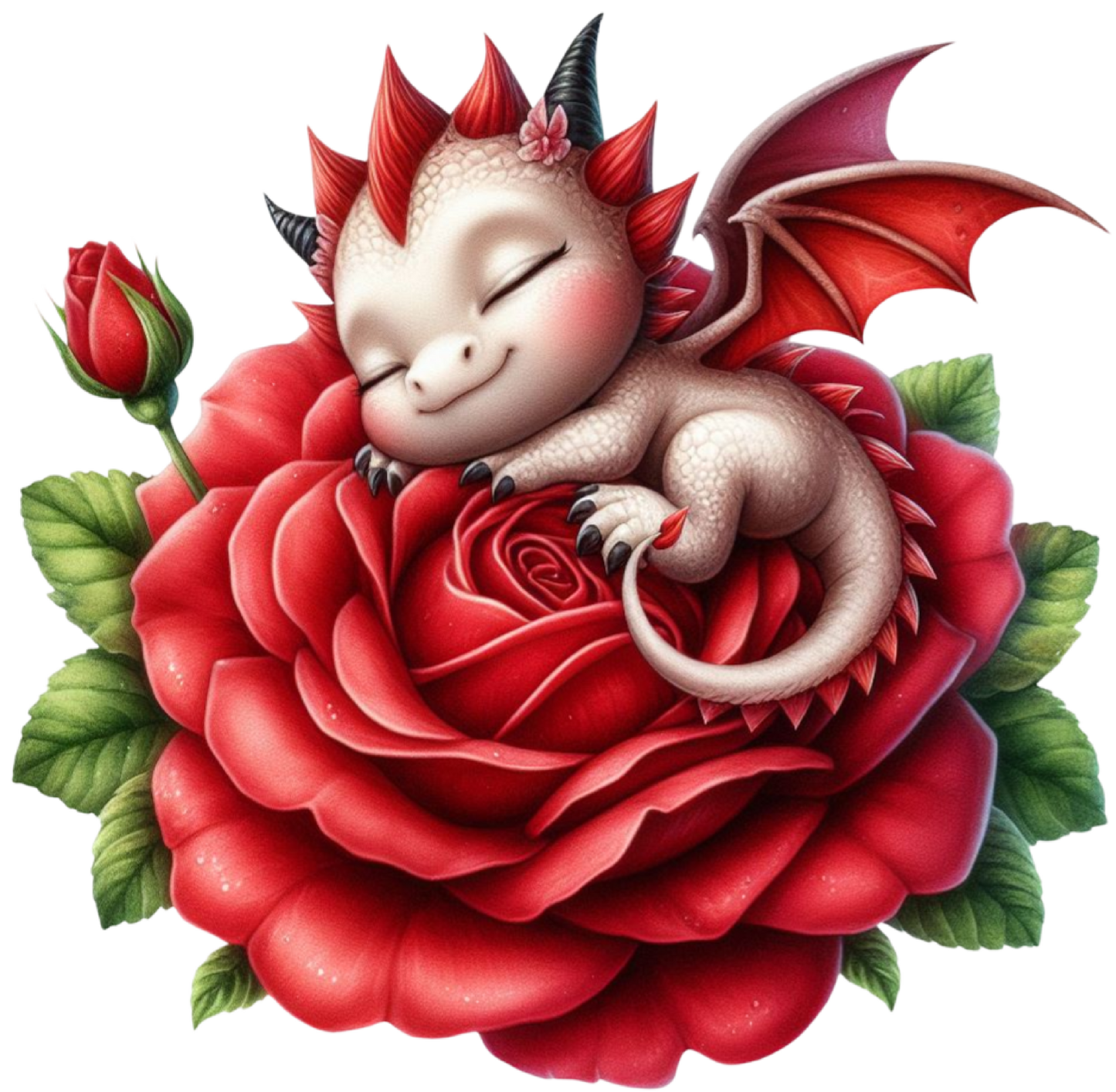 Dragon sleeping on rose 2