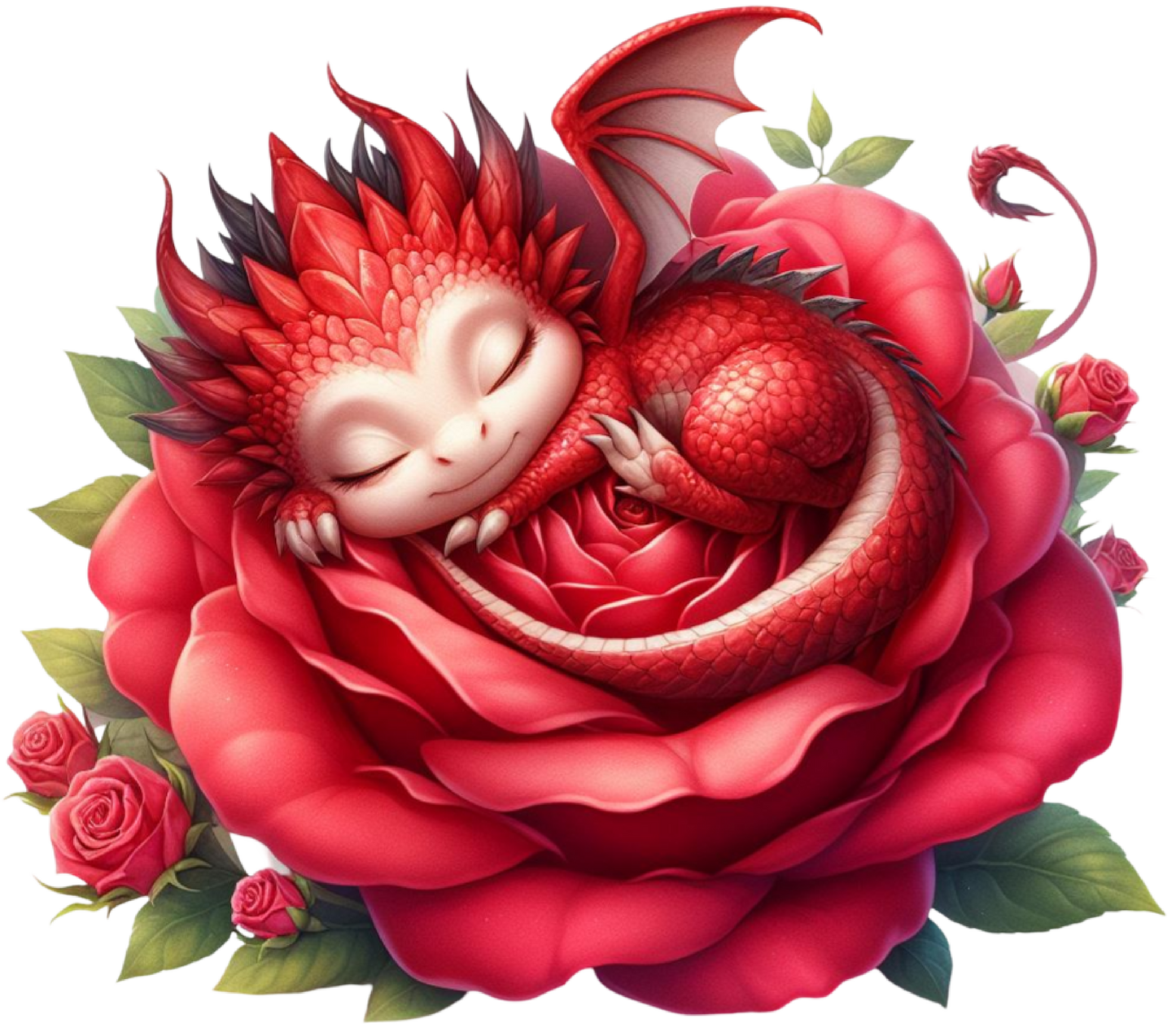 Dragon sleeping on rose 6
