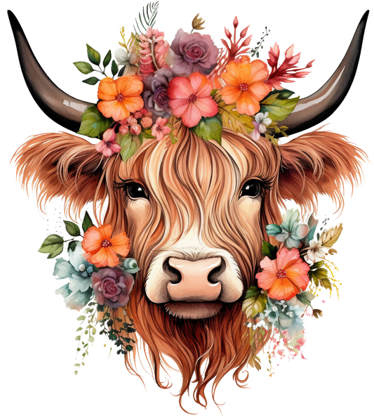 Floral Highland Cow