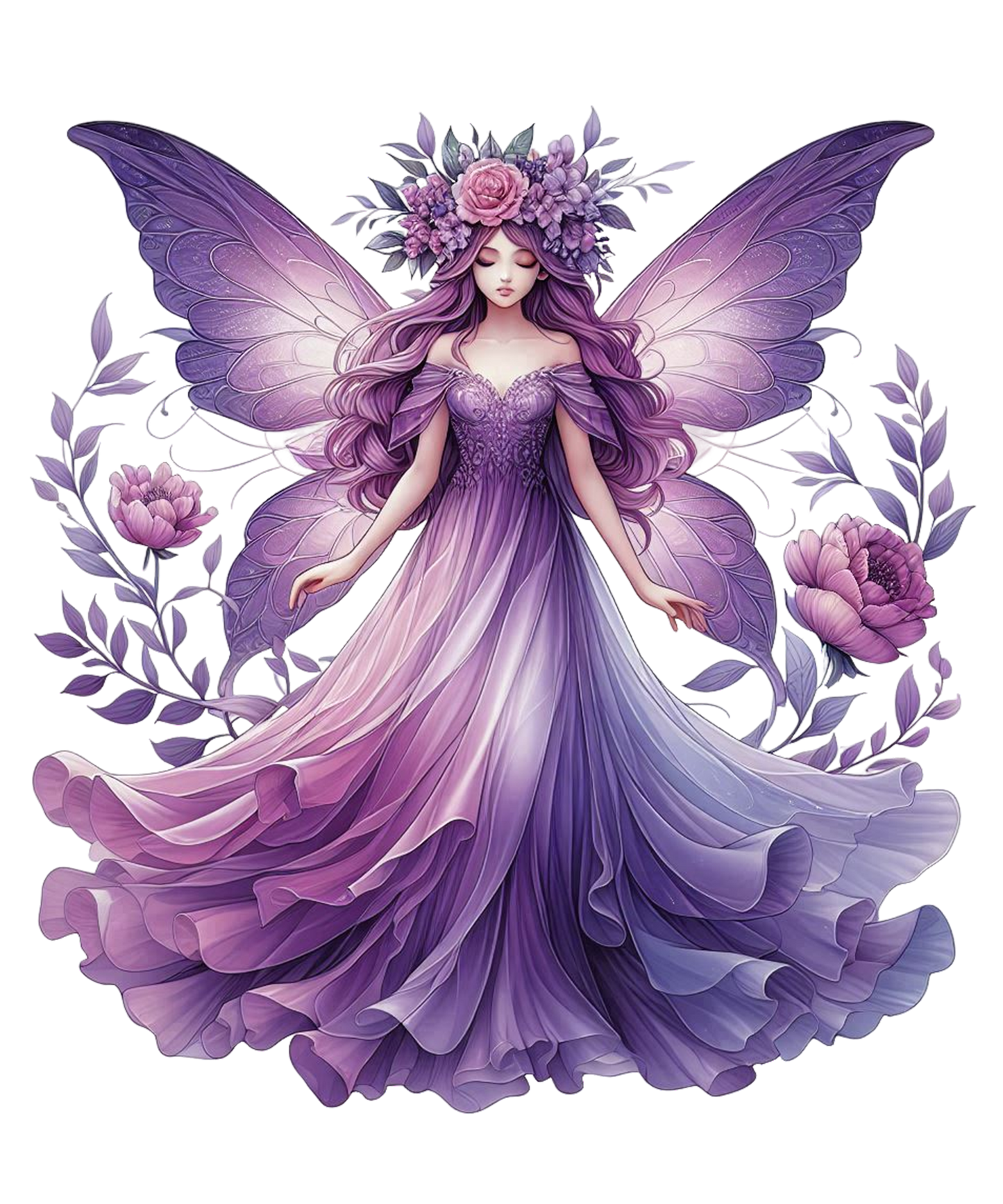 Purple Fairy with Purple Flowers