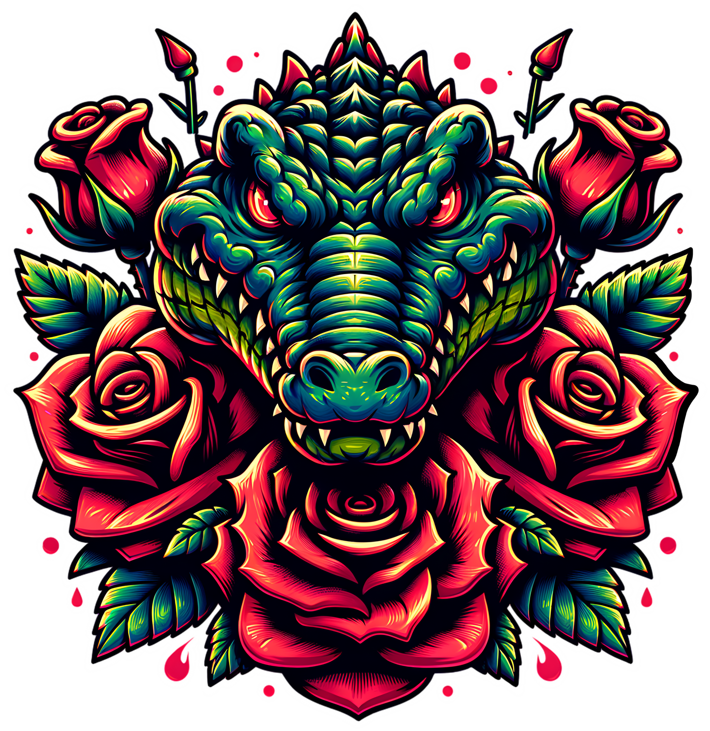 Alligator With Roses