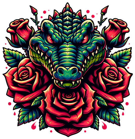 Alligator With Roses