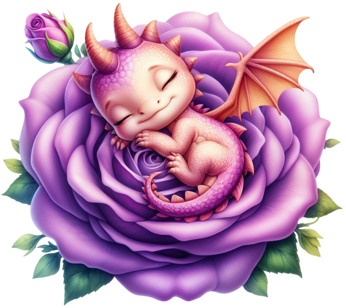 Dragon sleeping on rose 1