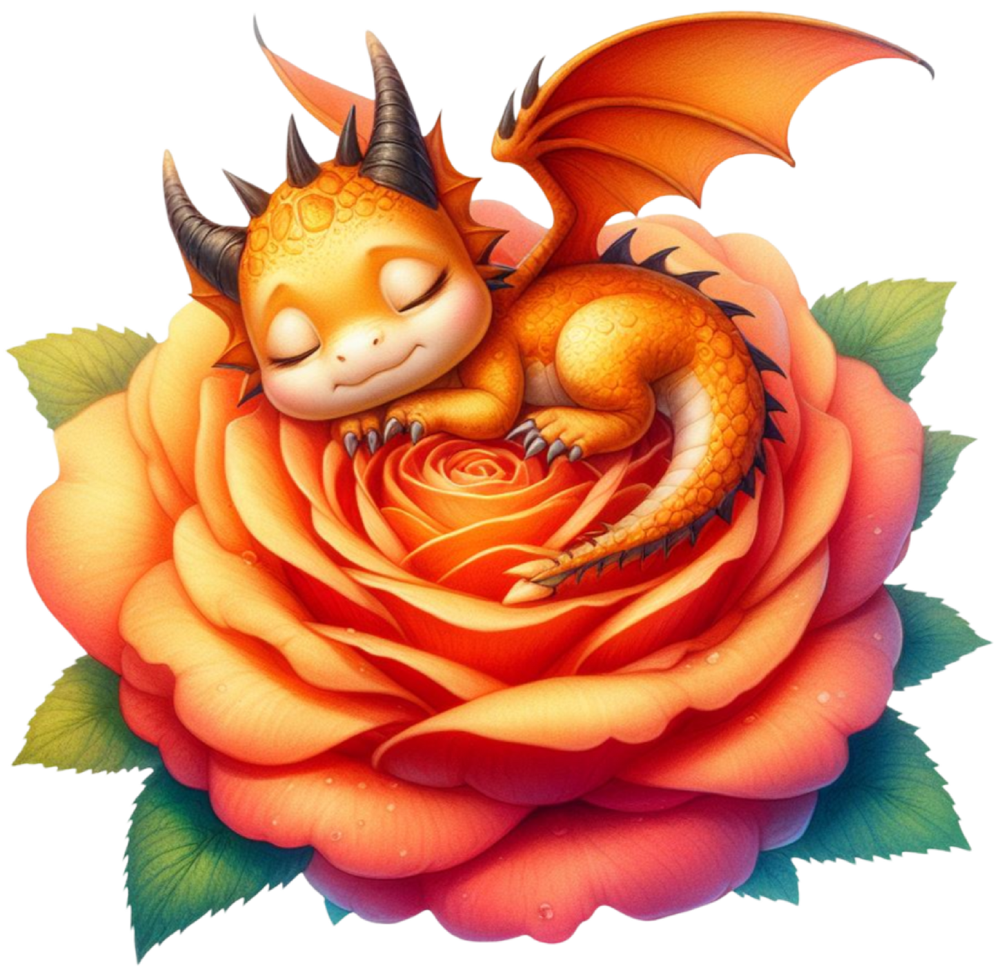 Dragon sleeping on rose 14