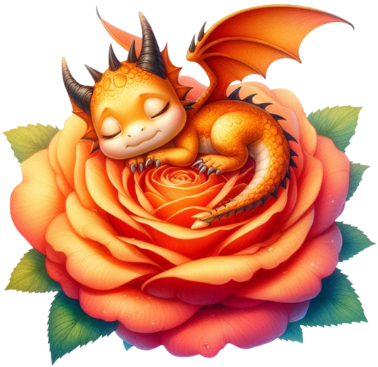 Dragon sleeping on rose 14