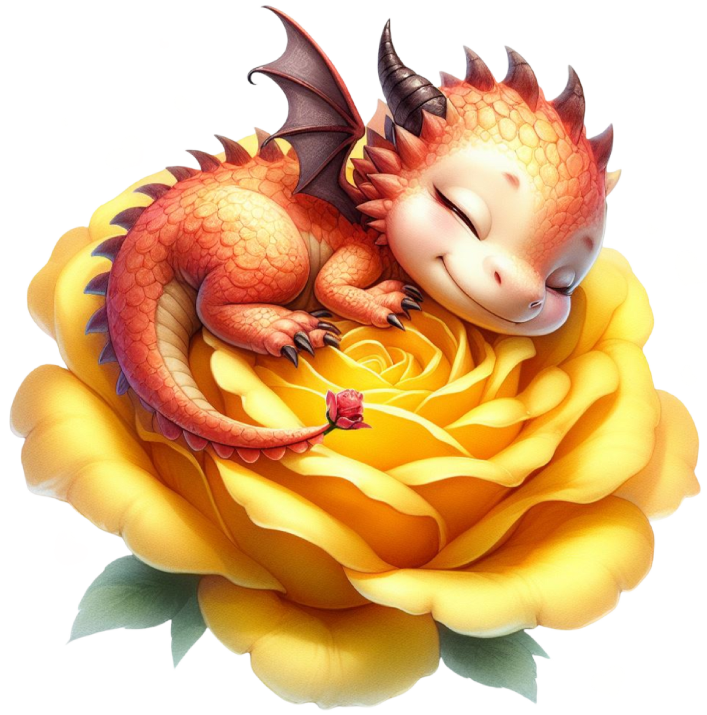 Dragon sleeping on rose 3