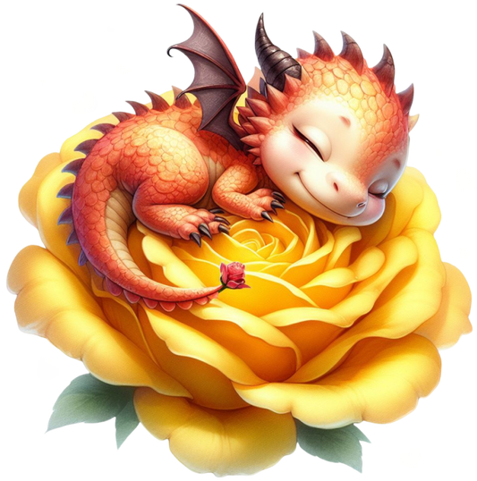 Dragon sleeping on rose 3