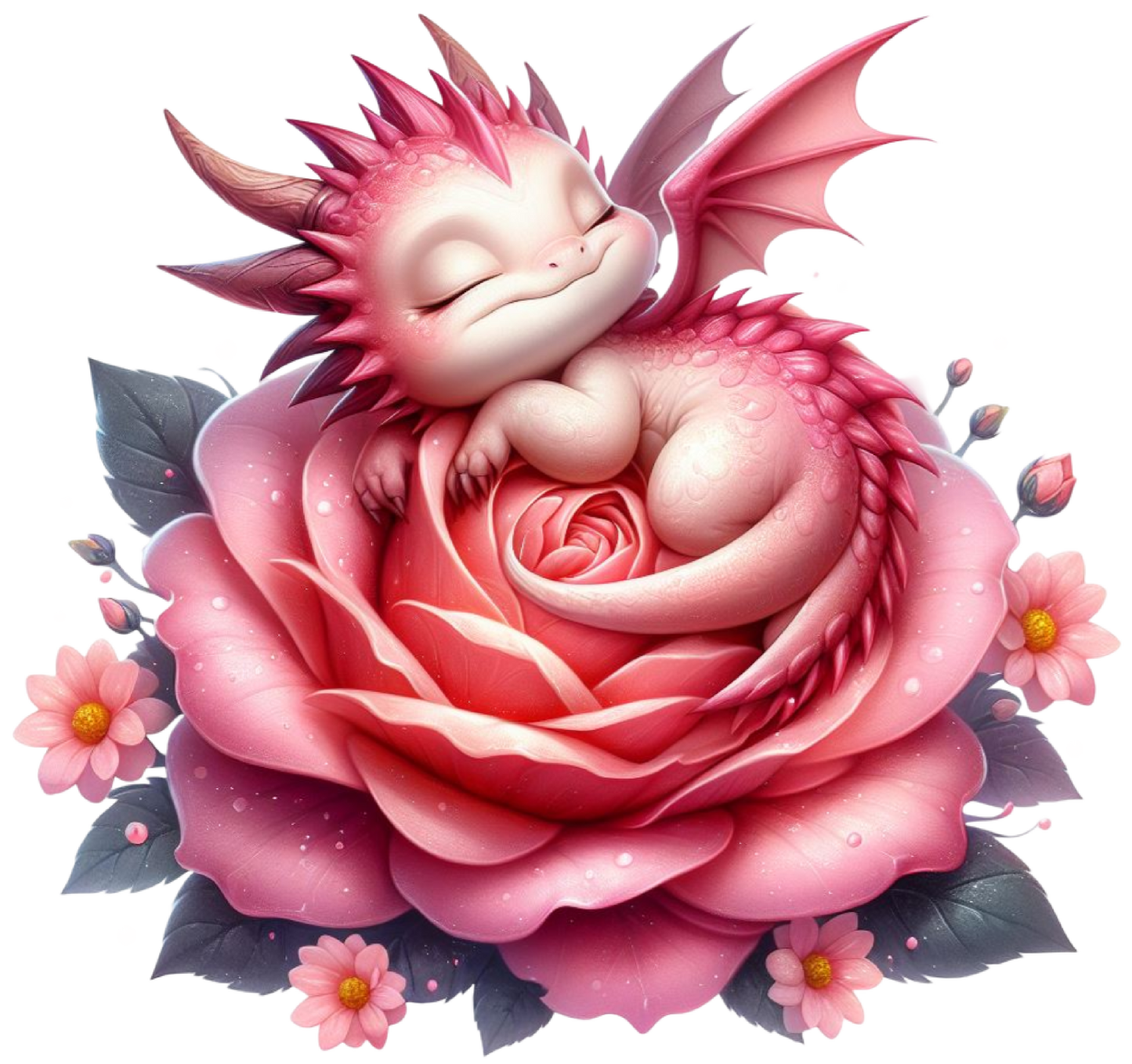 Dragon sleeping on rose 4