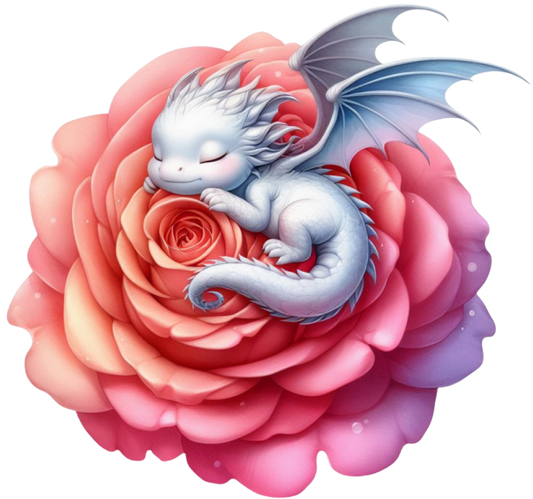 Dragon sleeping on rose 7